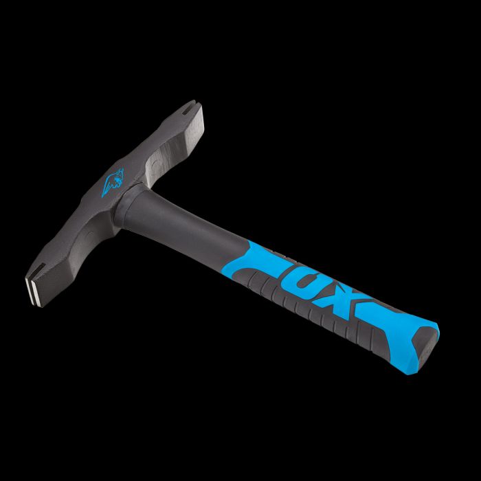 Product image with black backdrop of double end scutch hammer.