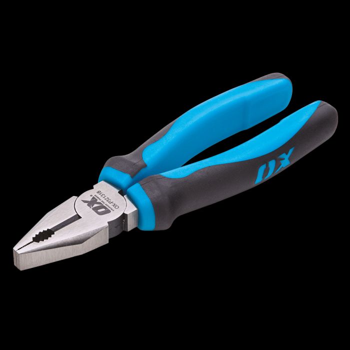 Product image with black backdrop of combination pliers.